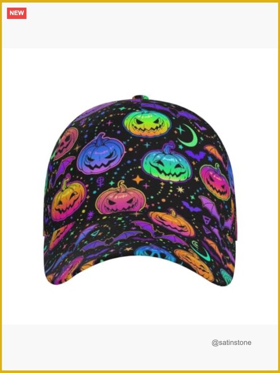 Funny Halloween Pumpkin Baseball Cap Trucker Hat Adjustable Unisex Cotton main image 3